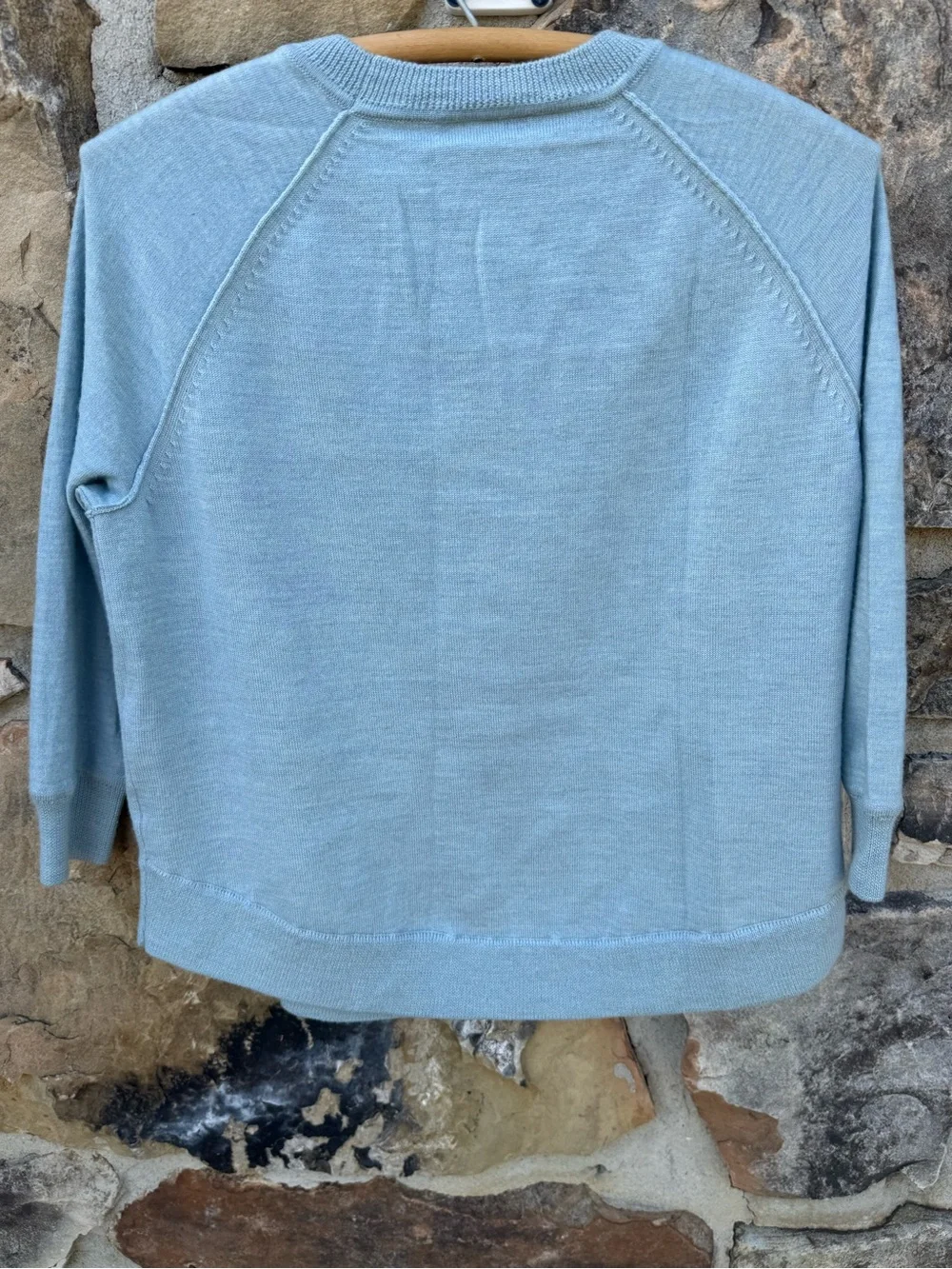 J. Crew Women's Icy Blue 100% Merino Wool Raglan Crewneck Sweater XS Preppy